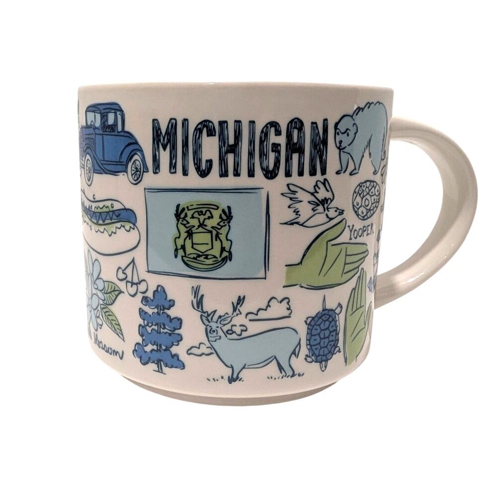 Starbucks Michigan Been There Series 14oz Coffee Cup Mug 2018 Great Lakes NWOT